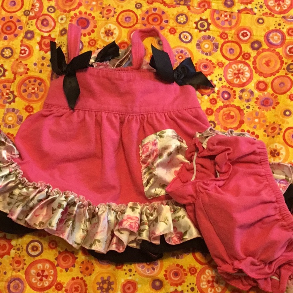 Baby girl apron style dress and bloomers